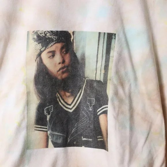 Aaliyah Shirt Womens Medium White Custom Dyed Crop Top - Picture 4 of 4